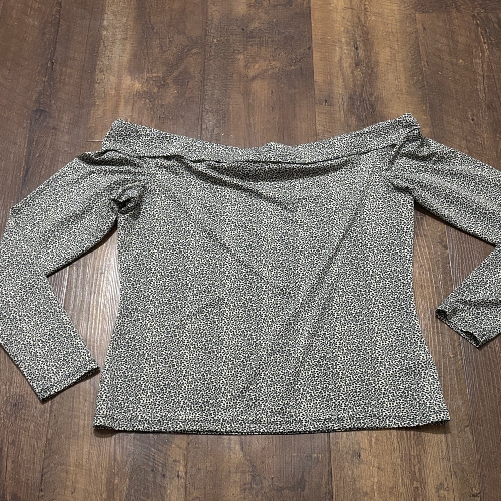 Tan and Brown Off-Shoulder Top